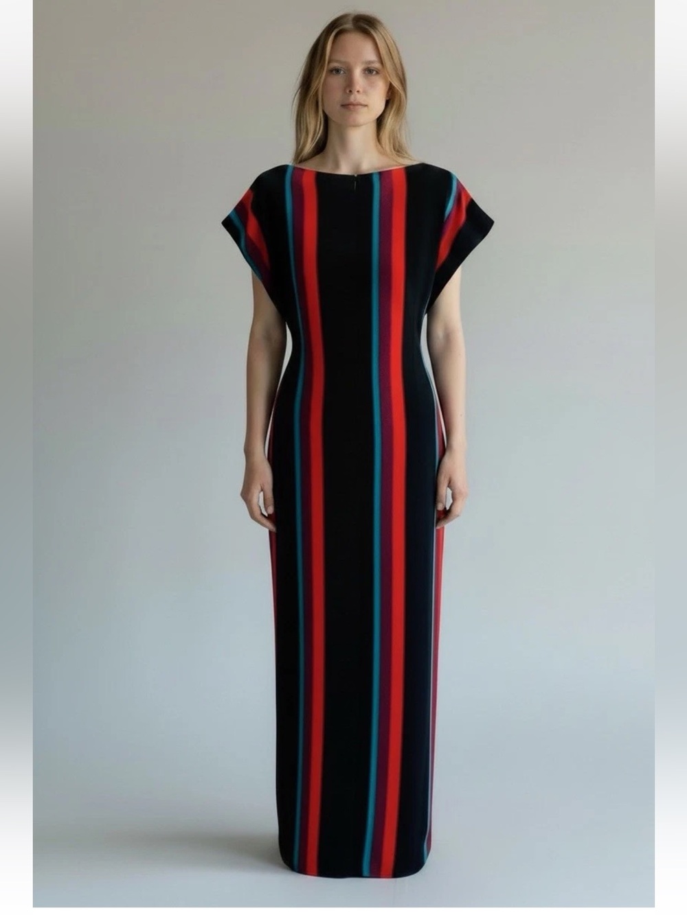 1960's Women's Dress Hostess Swim
Cover Up Mod Stripes Maxi Terry Cloth
Vintage